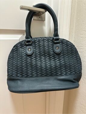 Neiman Marcus Woven Dome Satchel in Dark Teal